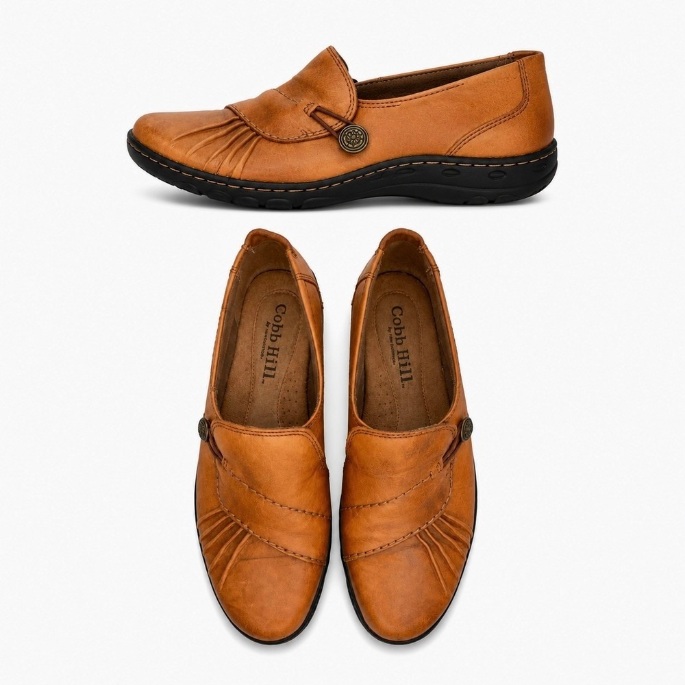 Cobb Hill New Balance Leather Loafers Tan Brown Womens 7.5 Comfortable Walking